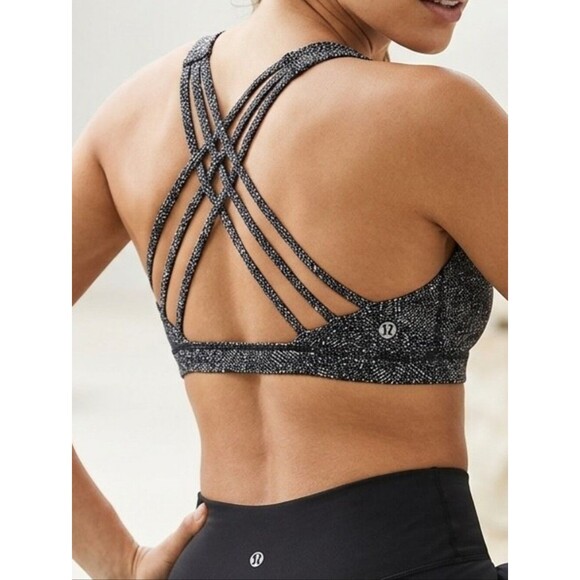 lululemon athletica Other - Lululemon Free to Be Wild Strappy Sports Bra Black White Heathered Dye Size 6